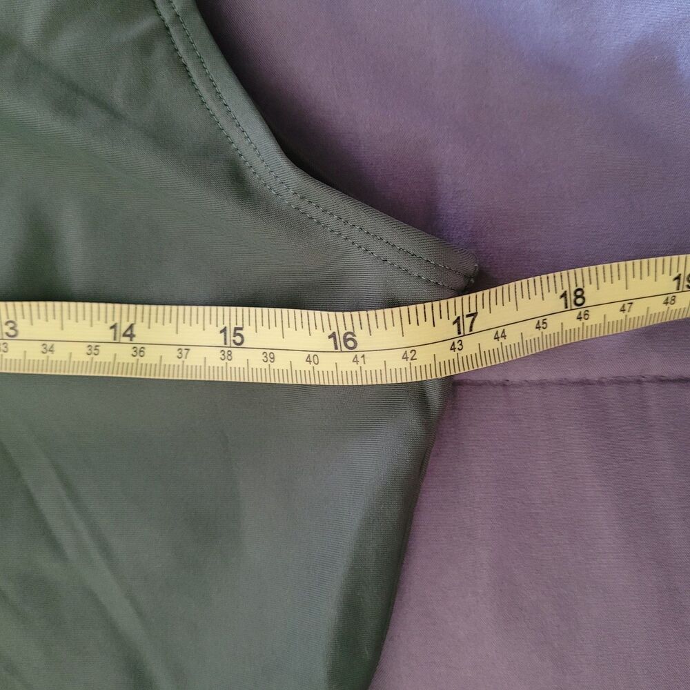 QUINCE Italian Zip-Front One-Piece Green Swimsuit Size Xl Beach Cruise Vacation - Picture 3 of 4
